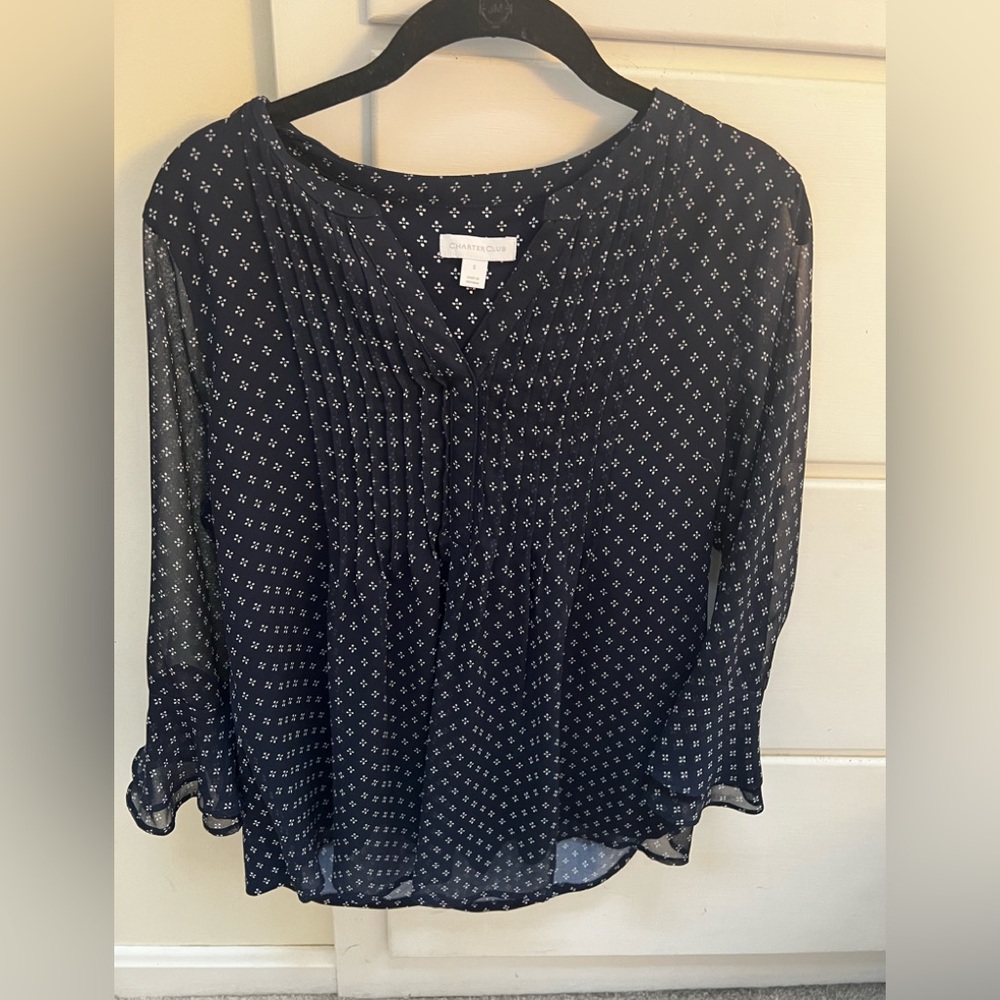 Stylish blouse with sheer sleeves